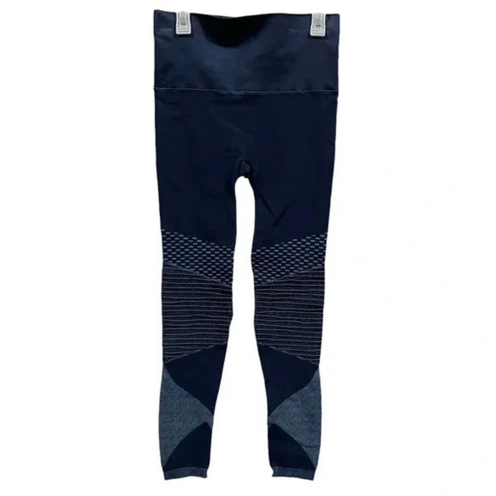 Spanx Seamless Moto Leggings Size S‎ Petite Indigo Sky NWT High Rise Control $88